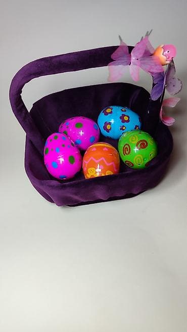 Rasveta: Uskršnja dekorativna korpa sa jajima - Elegantna, meka korpa obložena — 2