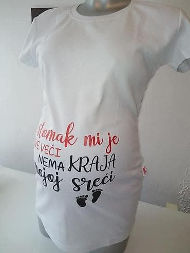 haljine za trudnice sinsay: Majice za trudnice sa štampom. Bele pamučne majice kratkih rukava sa — 7