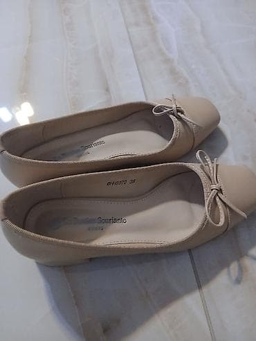 obuća novi sad: Balerine u bež boji sa kvadratnim vrhom i mašnicom na prednjem delu — 3