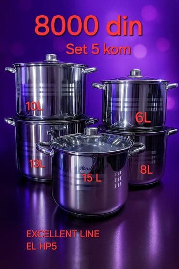 Kompleti posuđa: Set lonaca – Excellent Line EL HP5 - Komplet od 5 komada - Zapremine — 1