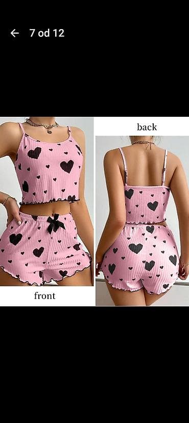 Muška obuća: Ženski komplet za spavanje/druženje – top na tanke bretele i šorts - — 7