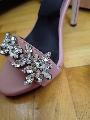 patike na lepljenje: Elegantne ženske sandale sa visokom štiklom - Boja: puder roze - — 6