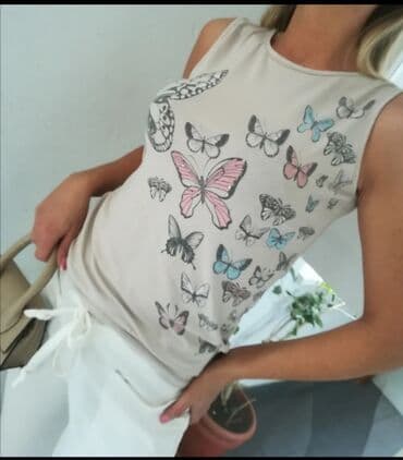 S (EU 36), Pamuk, Sa ilustracijom, bоја - Kapućino