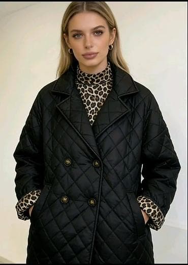 parka h: Ženska prošivena jakna/kabanica sa rever kragnom i dvorednim — 1