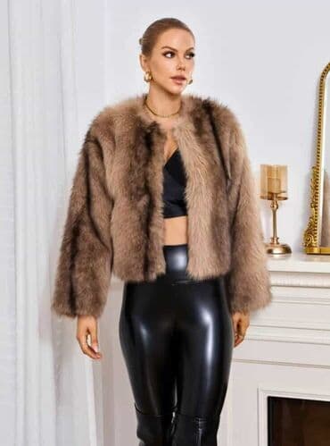 vuneni kaputi beograd: One size, Sa postavom, Veštačko krzno, bоја - Braon — 1