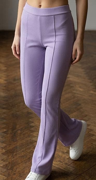 inuovo obuca: Ženske rebraste pantalone – lila - Boja: pastelno lila - Kroj: slim — 1