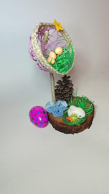 jela cipelarnik: Uskršnja dekoracija – ručni rad - Unikatna kompozicija na prirodnoj — 2