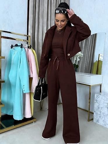 exterra pantalone zenske: Ženski trodelni komplet – kratki sako, top i široke trenerke
3200din — 2