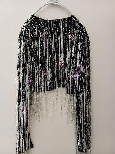 svecane haljine sa resama: Ručno ukrašeni kratki sako/bolero sa bogatim srebrnim resama i — 2
