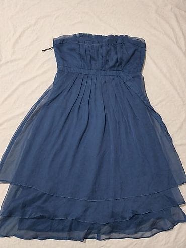 riselje haljine: Elegantna koktel/večernja haljina bez bretela – tamnoplava - Kroj — 1