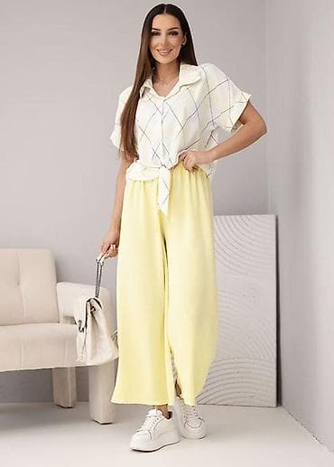 siroke pantalone: 🔥Ženski komplet – košulja kratkih rukava i široke pantalone
✅2999 din — 3