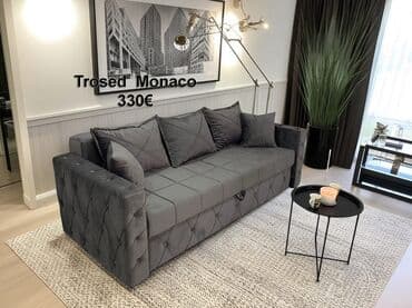 sofa dvosed: Trosed "Monaco" u sivoj boji, modernog dizajna sa ukrasnim štepovima i — 1