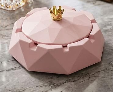 zamena tockica na koferu novi sad: Elegantna pepeljara sa poklopcem – geometrijski dizajn, roze boja - — 1