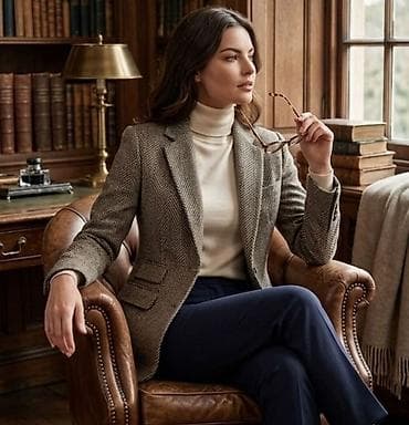 perle za kosu: Ženski sako od tvida sa šarom riblje kosti - Kroj: strukiran — 1