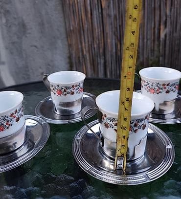 komplet inventar za kafic: Set od 5 šoljica za kafu/espreso sa tacnama - Materijal: bela — 4