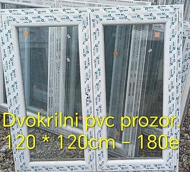 Dvokrilni PVC prozor – dimenzije 120 x 120 cm. - Materijal: PVC ram