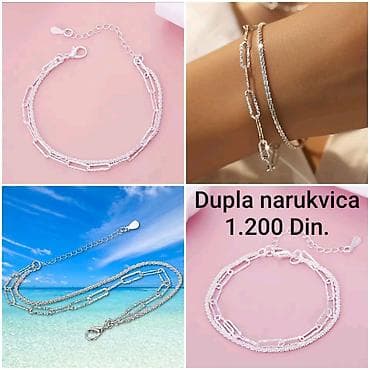 Posrebrene duple narukvice od hirurskog čelika sa žigom S925. -