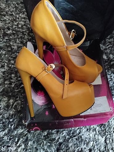 stikle new yorker: Ženske salonke – 2 para 1) Senf žute platform sandale/salonke s — 1