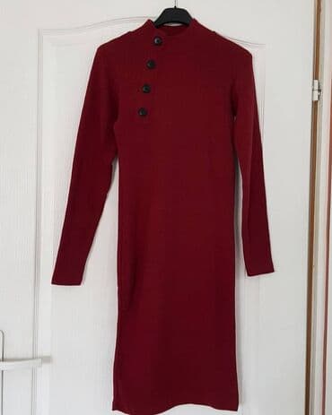 dugacke haljine svecane: Color - Burgundy, Long sleeves — 1