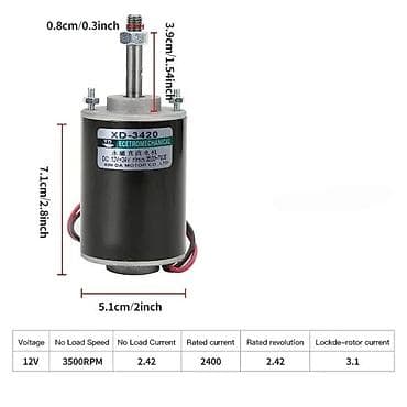 alat: DC motor XD-3420 – 12 V Opis: - Kompaktni jednosmerni motor sa — 3