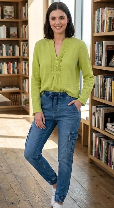 Ženske cargo farmerke – svetloplavi denim jogger kroj - Materijal