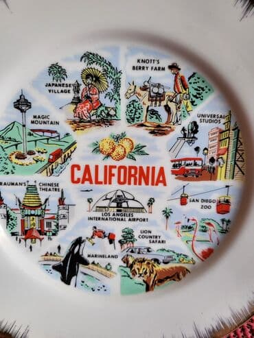 drveni tanjiri: Tanjir nov za zid Californija porcelanski 80te. Tanjir nov sa — 4