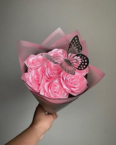 materijal za vez: Ručne dekorativne ruže od satenske trake – buketi i pojedinačne ruže — 8