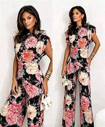 roma m: Ženski elegantni kombinezon sa cvetnim dezenom - Model: kombinezon — 2