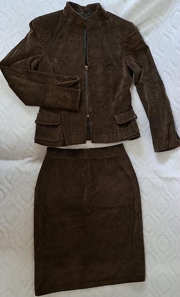 Overalls: Dvodijelni ženski komplet – braon somot - Materijal: somot — 5