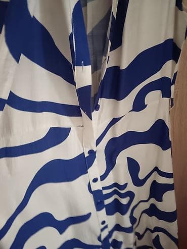 wish haljine: Haljina bez rukava sa apstraktnim printom u plavo-beloj kombinaciji — 2