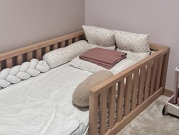 Dečiji nameštaj: Drveni krevetić/krevet za decu – puno drvo bukve - Materijal: masivna — 2