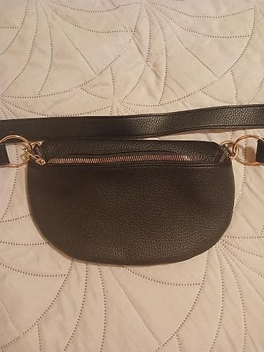 brojanica za bebe: Crna torbica preko ramena/struka (belt bag/bum bag) od teksturirane — 7