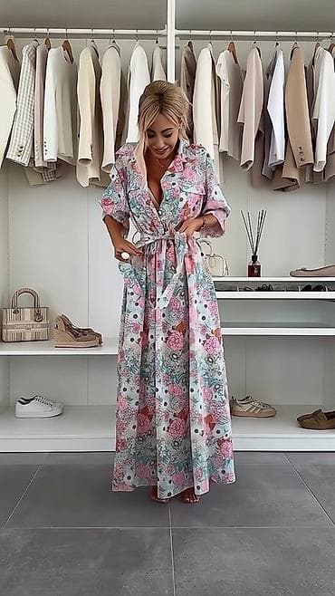 Underwear: 🌸Dugačka košulja-haljina sa printom cveća i tačkica

✅2500 din — 1