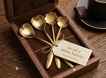 alati i oprema: Set od 4 zlatne kašičice – Handcrafted Collection - Dizajn: četiri — 1