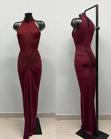 bluze bez ramena: Elegantna duga haljina sa visokim okovratnikom - Kroj: uska silueta — 2