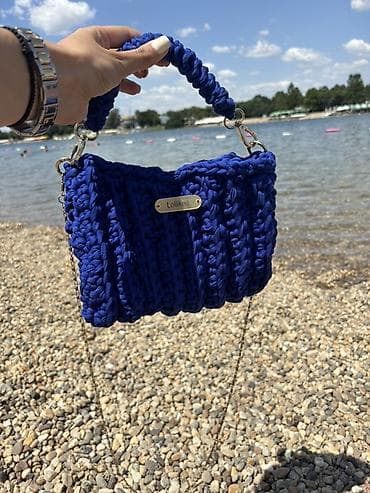 waikiki pletena torba: Ručno pletena torbica LolliKnit – kobalt plava - Materijal: debelo — 3