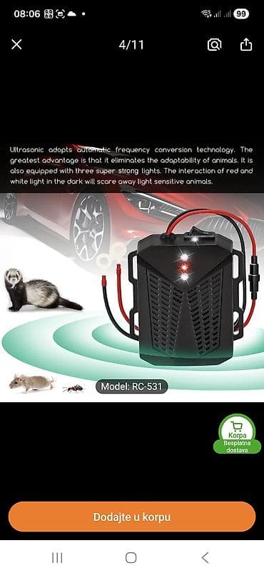 stalak za tablet: Ultrazvučni rasterivač glodara za automobil – Model RC-531 - Namena — 1