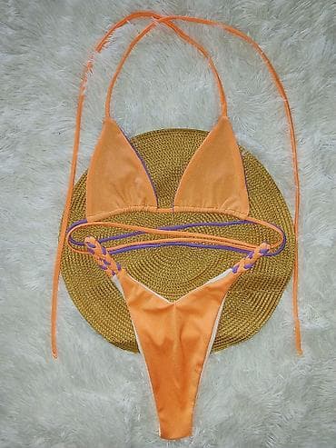 zlatibor mona: Ženski bikini komplet – narandžasto-lila - Model: trodelni izgled sa — 2