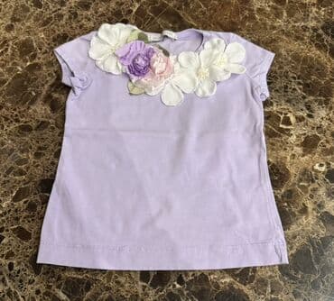 rucno pletene haljine za devojcice: Round neck, Short sleeve, 92 — 1