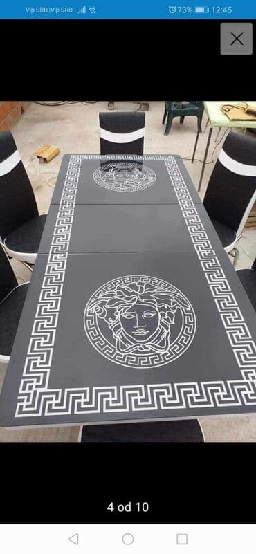 idea sto i stolice: Sto - 80cm Metal noge Ploca univer Staklo 4mm stolica - metal - eko — 24