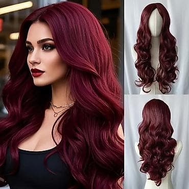 Duga talasasta perika – boja burgundi/merlot - Stil: duga