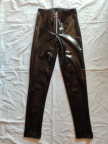 bonati helanke: Crne sjajne helanke/leggings sa visokim strukom - Materijal — 1
