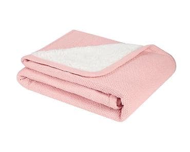 KikkaBoo Pleteno dvostrano baby ćebence Sherpa – Dream Big Pink, 75 x
