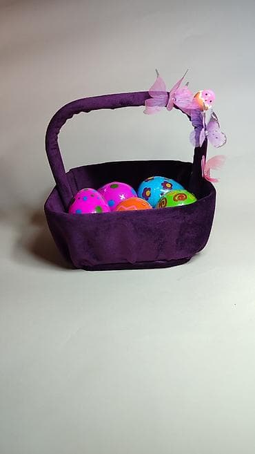 Rasveta: Uskršnja dekorativna korpa sa jajima - Elegantna, meka korpa obložena — 5