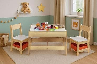 kupujem prodajem stolice: Dečiji set sto i 2 stolice sa tablom za pisanje Wood ECOTOYS Šifra — 3