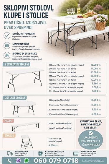 forma ideale vetrine: Sklopive klupe i stolovi od platike ⭐ ⭐ ⭐ SKLOPIVI STO I KLUPE OD — 1