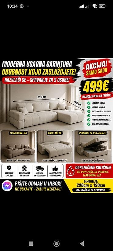 kreveti cene: Krevet sa dušekom i kutijom za odlaganje – top model - Luksuzan dizajn — 3