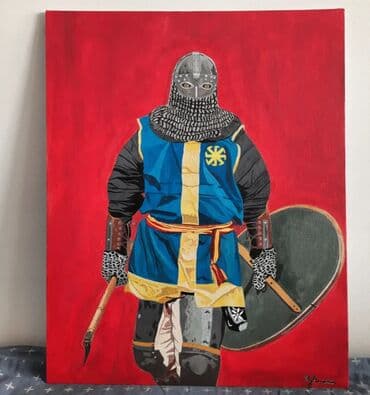 andrija i andjelka sve epizode: Slovenski vitez Radjeno na platnu 40×50cm Kombinacija akrila i — 1