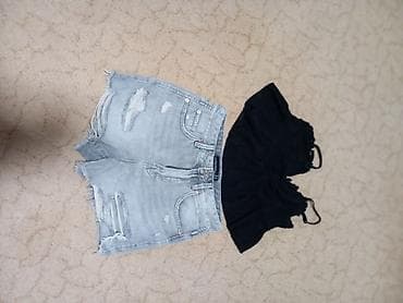kompleti za plazu: Komplet letnje garderobe - Farmerke šorts: Stradivarius, sivi isprani — 1