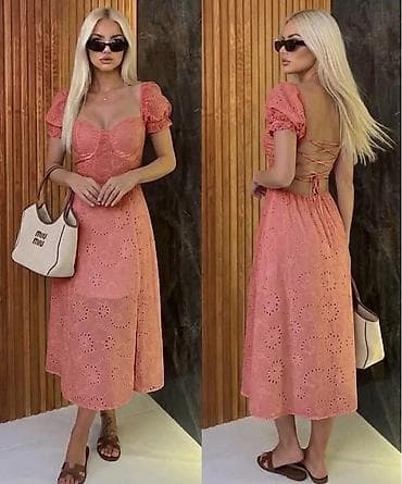 Haljina od pamučnog broderi anglaise platna sa ženstvenim krojem i na lalafo.rs Haljina od pamučnog broderi anglaise platna sa ženstvenim krojem i